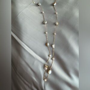 Elegant Gold and White Pearl Necklace